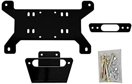 SuperATV 3500 lb Black Ops Winch with Heavy Duty Winch Mounting Plate for 2013+ Can-Am Maverick - See Fitment |Made With 3/16” Steel Plating | Complete kit ready for install