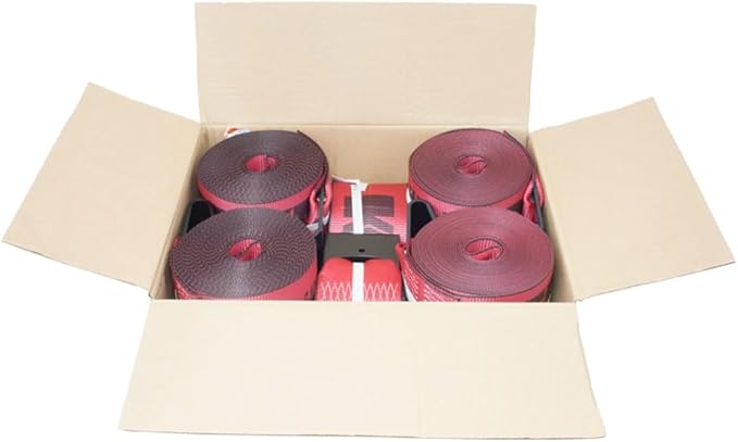Mytee Products Kinedyne Winch Straps 4" x 30' Red Heavy Duty Tie Down with Flat Hooks WLL# 5400 lbs | 4 Inch Cargo Control for Flatbed Truck Utility Trailer