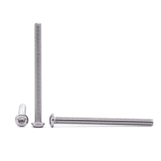 1/4-20 x 2-1/2" Button Head Socket Cap Bolts Screws, 304 Stainless Steel 18-8, Allen Hex Drive, Bright Finish, Fully Machine Thread, Pack of 50