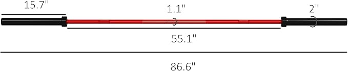 Soozier 7.2ft Barbell Bar, 2 Inch Weight Bar, 44 lbs with Rotating Sleeves and Non-Slip Knurling Grip, 1500lbs Weight Capacity for Weightlifting & Strength Training