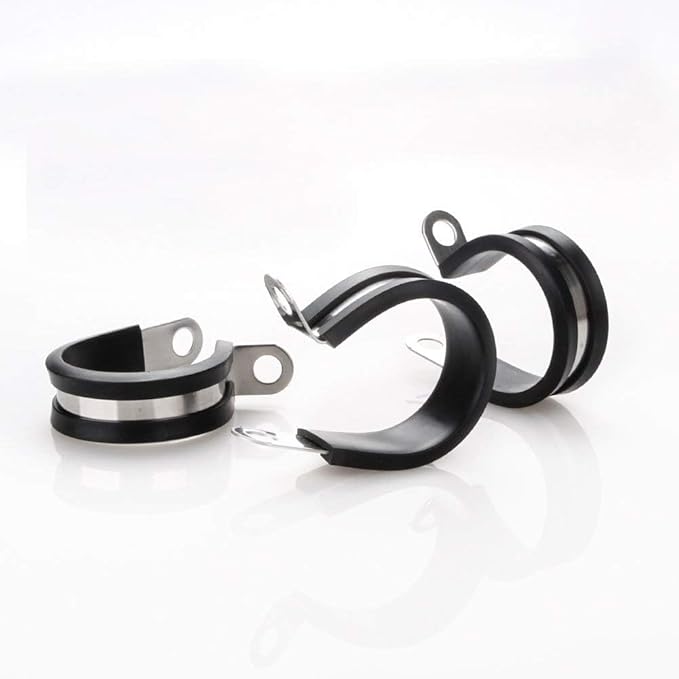 LOKMAN 20 Pack 1/4 Inch Stainless Steel Cable Clamp, Rubber Cushioned Insulated Clamp, Metal Tube Holder for Tube, Pipe or Wire Cord Installation