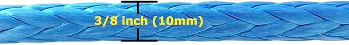 Ucreative 3/8" x 92' Synthetic Winch Rope 26500LBs Line Cable with Sheath for Off Road Vehicle SUV (Blue)