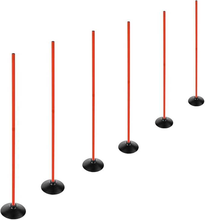 TNZMART 4.9FT Training Agility Poles Detachable Soccer Training Sticks Multi-Purpose Slalom Boundary Poles with Rubber Bases