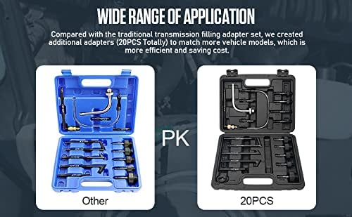 8L Pneumatic Transmission Oil Extractor Pump Set with 20 PCS Filling Adapters, ATF System Fluid Transfer Pump Dispenser Automatic Fluid Extractor Compatible with BMW, Ford, Audi etc.