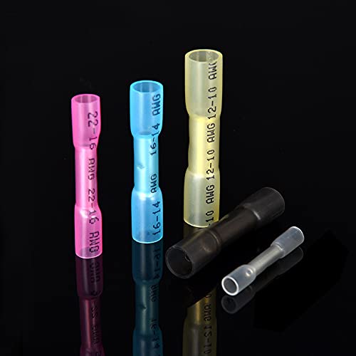 1000 Pcs Heat Shrink Butt Connectors, 22-16 AWG Marine Grade Insulated Crimp Wire Connectors, Waterproof Electrical Connectors Butt Splice for Boat Truck Wiring