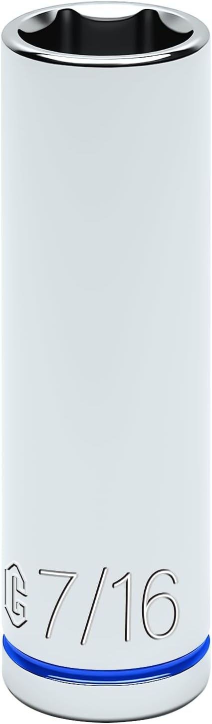 6-Point Deep Impact Socket, 3/8-Inch Drive 7/16" Socket, CR-V Drive Socket for Auto Repairing and Household