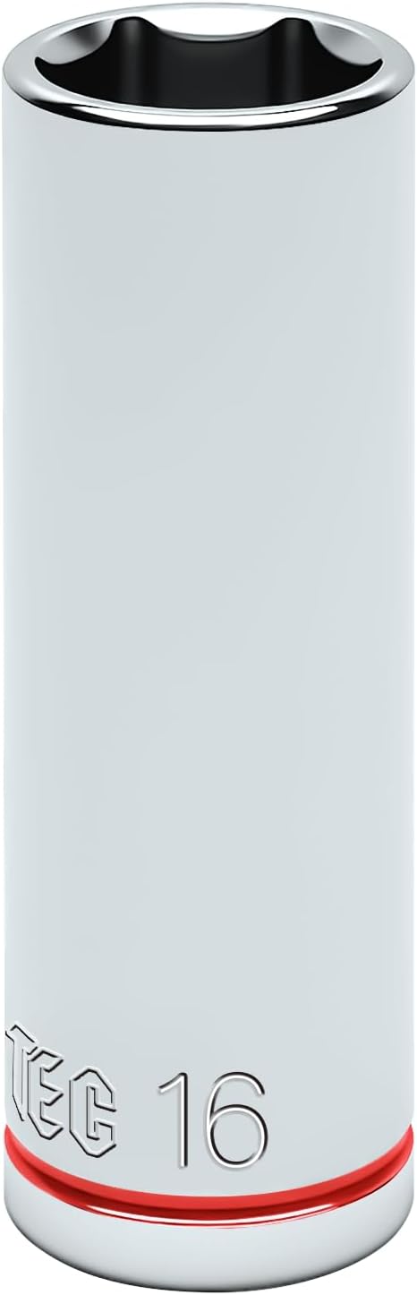 6-Point Deep Impact Socket, 3/8-Inch Drive 16mm inch Socket, CR-V Drive Socket for Auto Repairing and Household