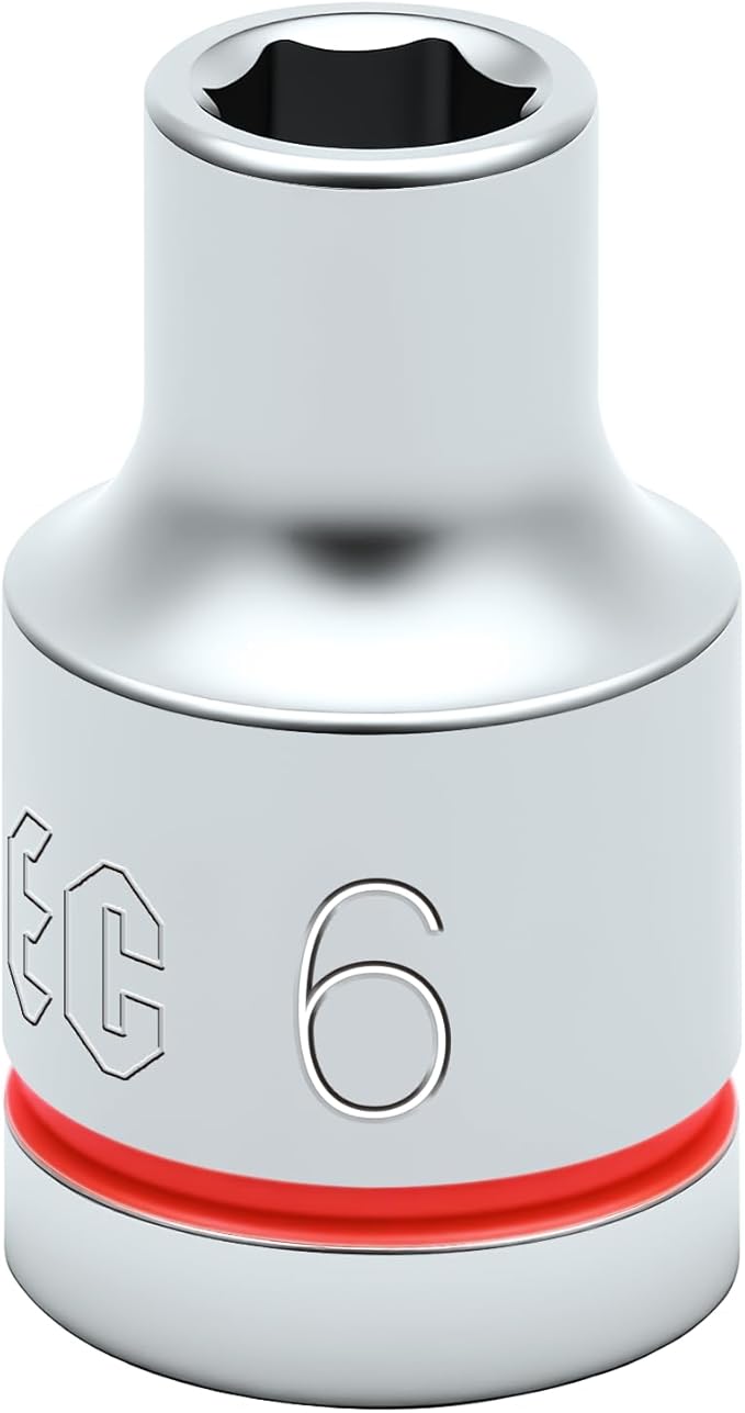 6-Point Shallow Impact Socket, 3/8-Inch Drive 6mm Socket, CR-V Drive Socket for Auto Repairing and Household