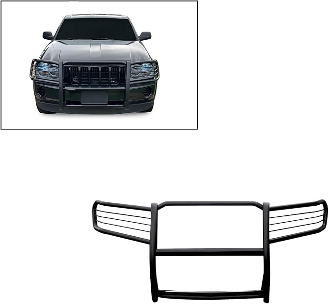 Black Horse Grille Brush Bumper Guard Modular Black Compatible with 2005-2010 Jeep Grand Cherokee-17A080200MA
