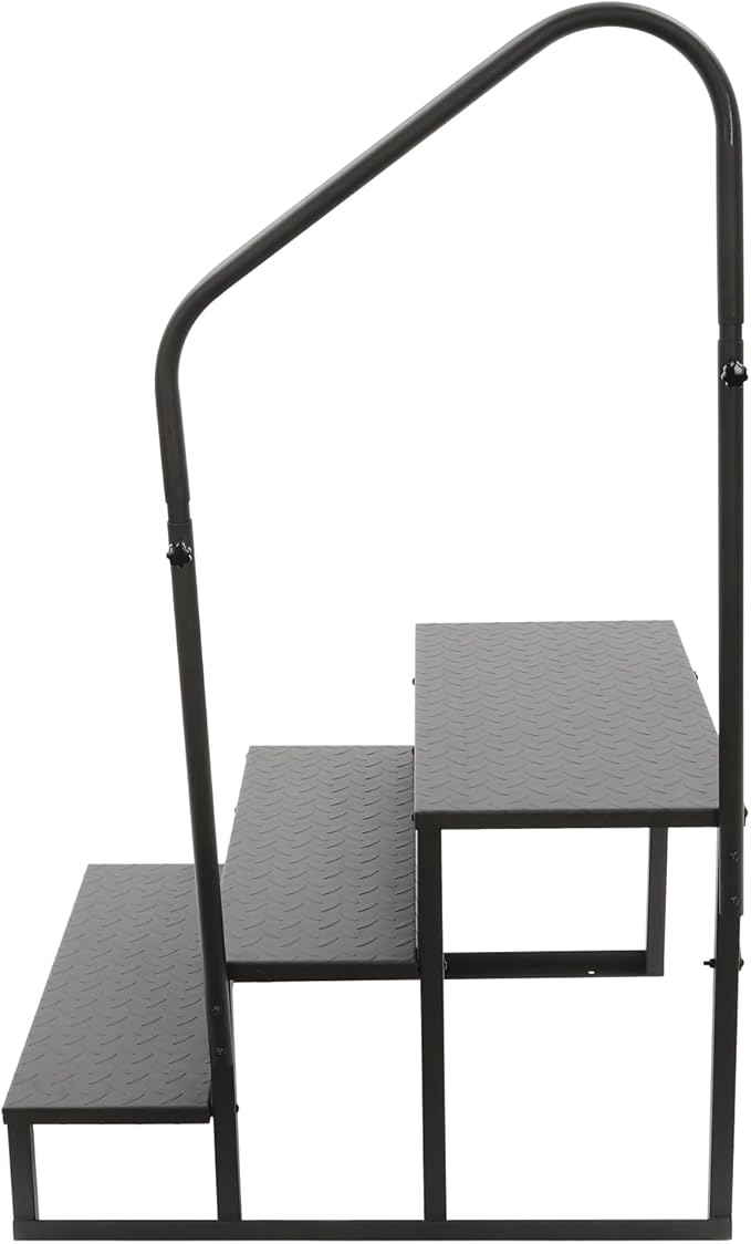 RV Steps with Handrail, 3 Steps RV Ladders with Anti-Slip Pedals, Mobile Home Stairs for Travel Trailers, Heavy Duty Camper Steps for Camper, Porch, Spa