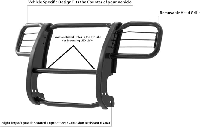 Black Horse Grille brush Bumper Guard Modular Black Compatible with 2002-2007 Jeep Liberty-17EH26MA