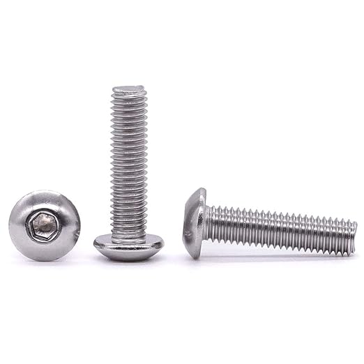 1/4-20 x 5/8" Button Head Socket Cap Bolts Screws, 304 Stainless Steel 18-8, Allen Hex Drive, Bright Finish, Fully Machine Thread, Pack of 30