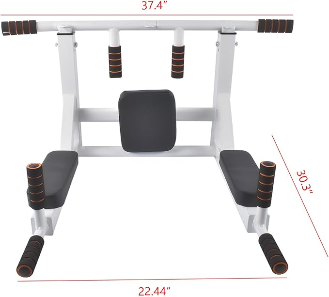 Wall Mounted Pull Up Bar Chin Up bar Multifunctional Adjustable Dip Station for Indoor Home Gym Workout, Power Tower Set Training Equipment Fitness Dip Stand Supports to 440 Lbs (Black)
