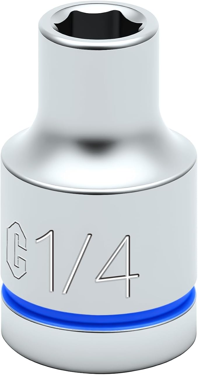 6-Point Shallow Impact Socket, 3/8-Inch Drive 1/4" Socket, CR-V Drive Socket for Auto Repairing and Household