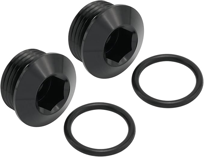 10AN 10 ORB O-ring Seal Boss Socket Port Plug Block Off Fitting Adapter Aluminum Black, Pack of 2