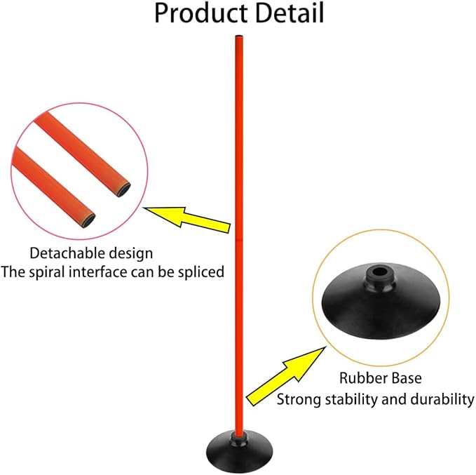 Orange Soccer Agility Poles Set Detachable Sports Trainning Speed Pole Slalom Poles with Rubber Base Sport Traning Equipment