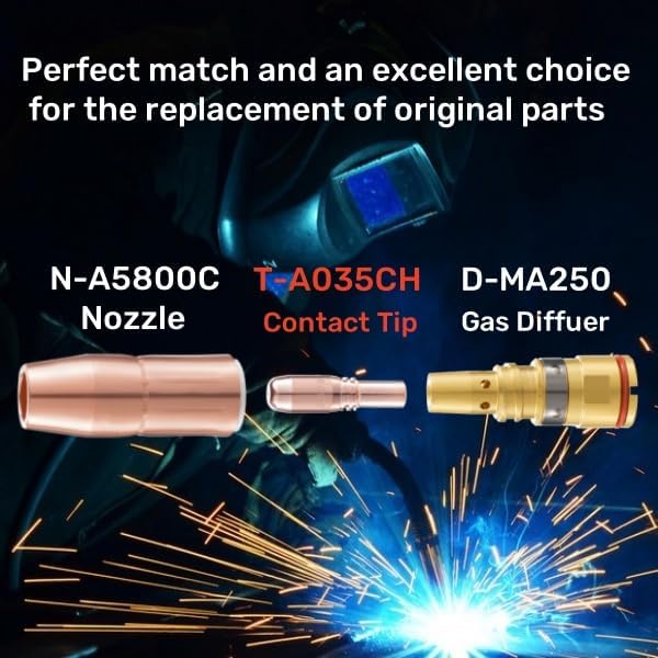 MIG Welding Contact Tips .035"(0.9mm) T-A035CH For Bernard Acculock-S Used With D-MA250 Gas Diffuser (20-PK)