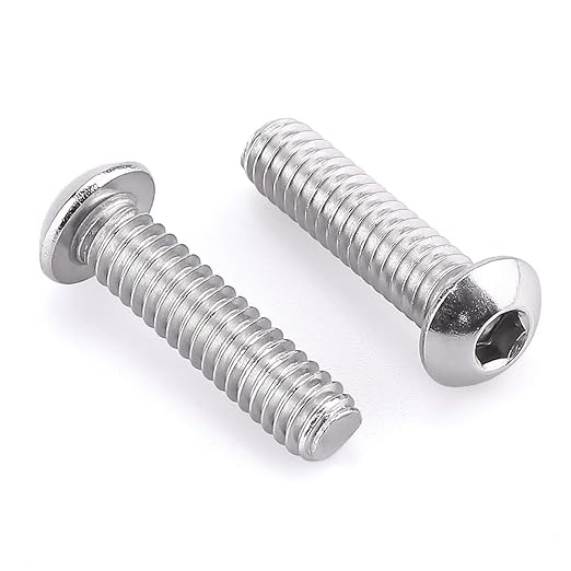1/4-20 x 1 Button Head Socket Cap Bolts Screws, 304 Stainless Steel 18-8, Allen Hex Drive, Bright Finish, Fully Machine Thread, Pack of 100