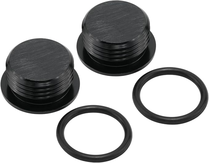 12AN 12 ORB O-ring Seal Boss Socket Port Plug Block Off Fitting Adapter Aluminum Black, Pack of 2