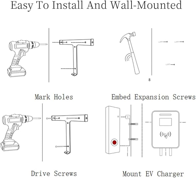 Level 2 EV Charger Electric Vehicle Charging Stations Hardwired 48 Amp 240V NEMA 14-50 J1772 Connector 11.5KW Wall-Mounted EV Charger FCC ETL ROHS Certified for EVs/PHEVs (WiFi APP/Plug-Play)