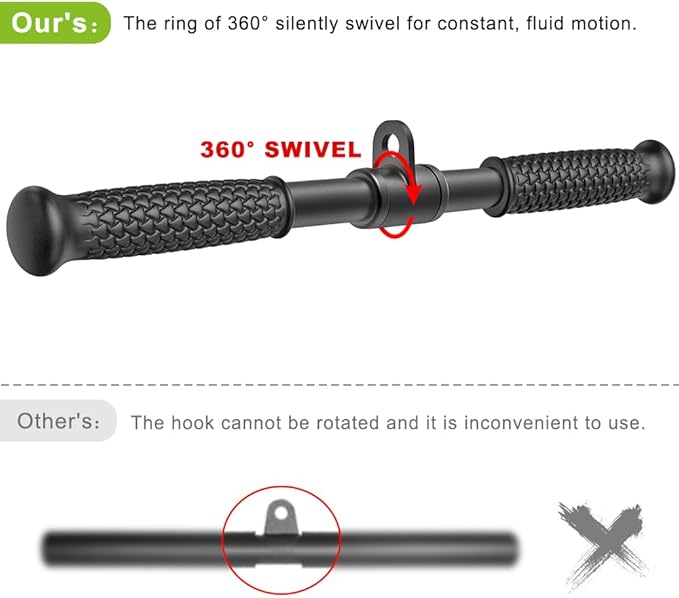 SELEWARE Rotating Straight Bar Cable Machines Attachments for Gym, Pull Down Bar Press Down Bar with Non-Slip Rubber Handle, Universal Attachment for Cable Machines