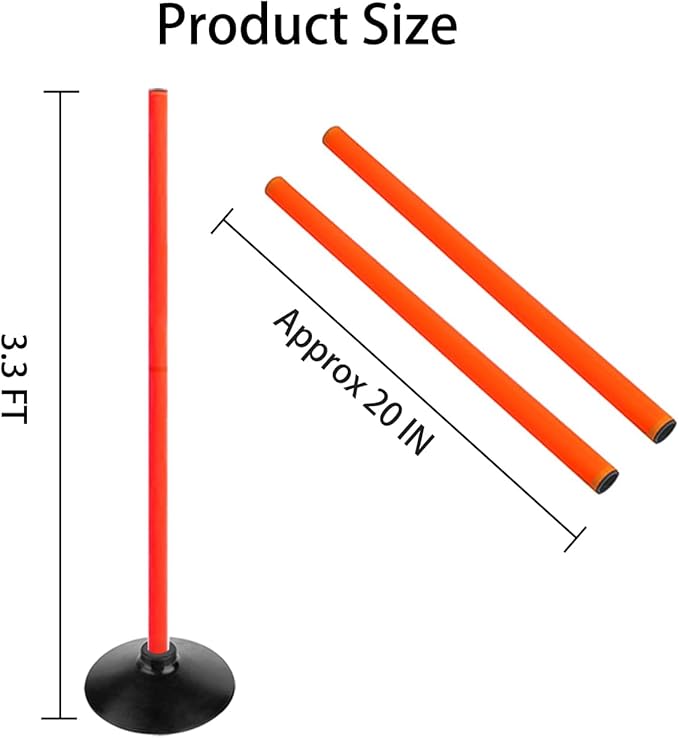 Orange Soccer Agility Poles Set Detachable Sports Trainning Speed Pole Slalom Poles with Rubber Base Sport Traning Equipment