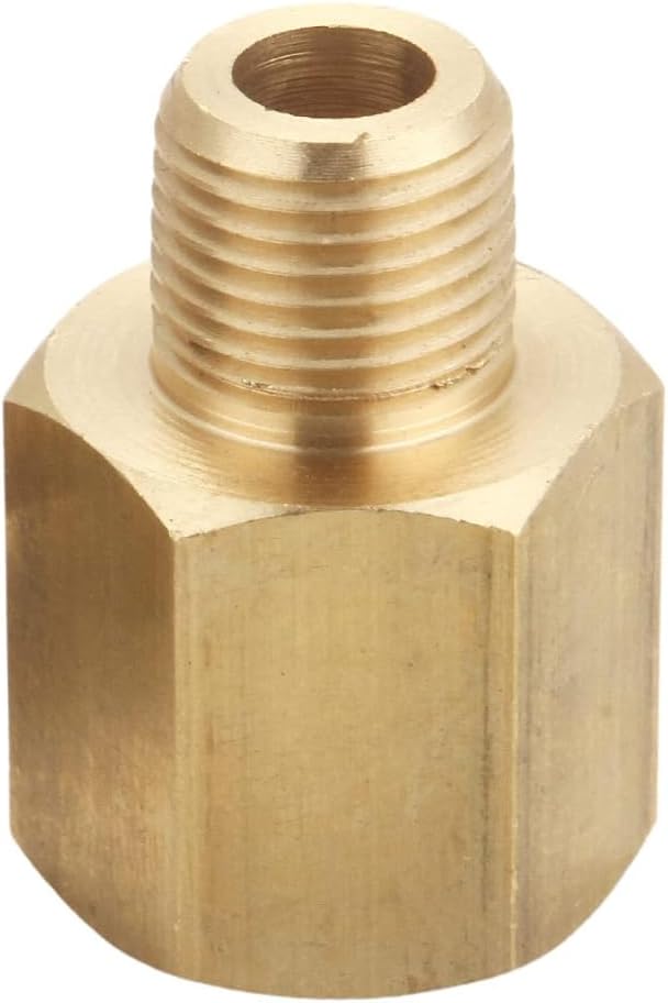1/8 Inch NPT Male to 1/8 Inch NPT Female Pipe Reducer Adapter, Brass Pipe Extension Fittings, Thread 0.375" OD to 0.375" ID, Pack of 2