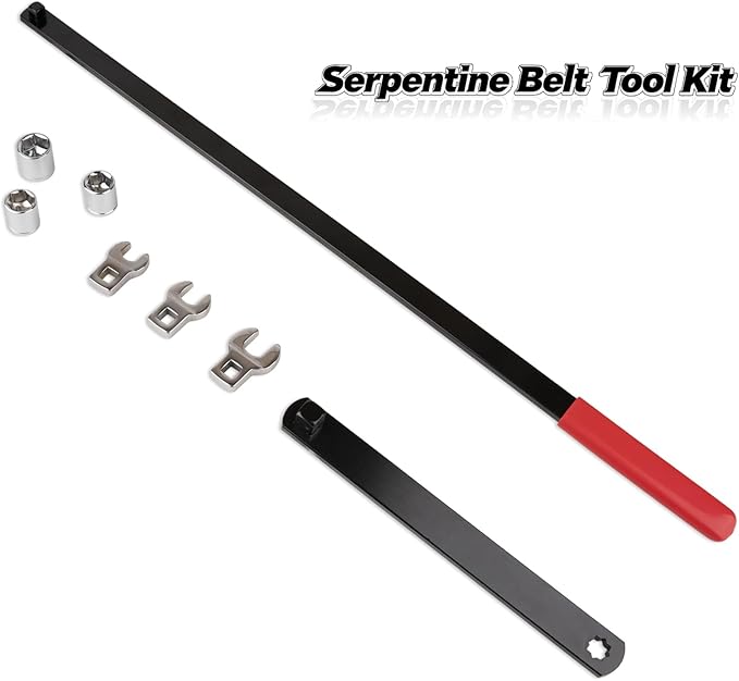 8PCS Serpentine Belt Tool Kit, Belt Tensioner Wrench Set 3/8" & 1/2" Drive for Automotive Engine Maintenance