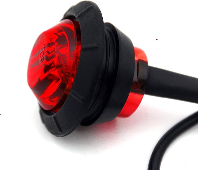 KEING 10 Pack Round 3/4 Inch Red LED Side Marker Light Indicator Light Side Marker Light for Truck Trailer RV Cab Boat Bus Lorry LED Button Marker Light Clearance Light, 5 Years Warranty