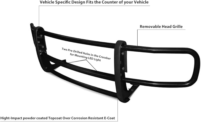 Black Horse SPARTAN Grille brush Bumper Guard Modular Black Compatible with 12-25 NV1500|2012-2025 Nissan NV2500|2012-2025 Nissan NV3500-17NINVMA