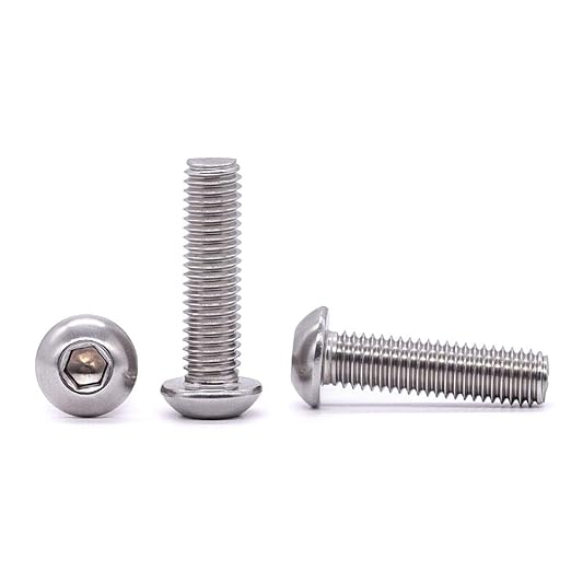 1/4-20 x 1-3/8" Button Head Socket Cap Bolts Screws, 304 Stainless Steel 18-8, Allen Hex Drive, Bright Finish, Fully Machine Thread, Pack of 50