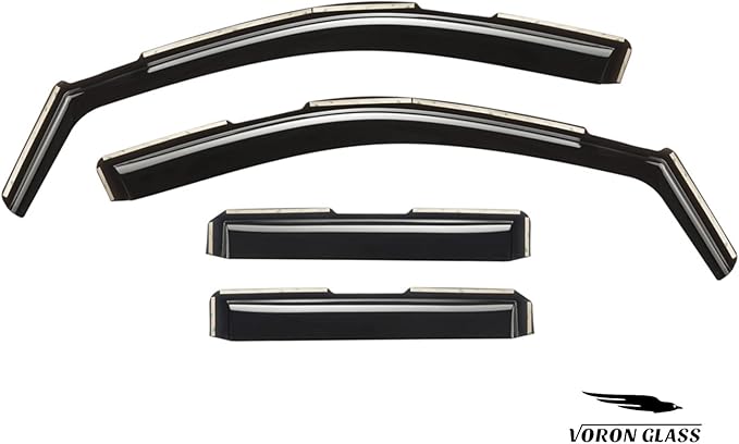 Voron Glass in-Channel Extra Durable Rain Guards for Trucks Chevrolet (Chevy) Silverado/GMC Sierra 1500 2019-2026 Double Cab, Window Deflectors, Vent Window Visors, 4 Pieces - 230091