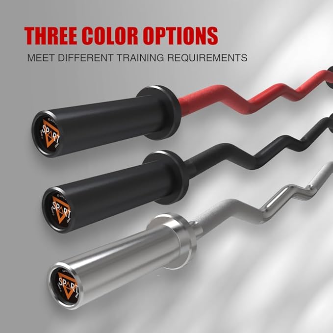 Olympic EZ Curl Bar, 47INCH/4FT Strength Training Curling Bar with Knurled Grip, Chrome Finish, Copper Sleeve Barbell for 2-inch Weight Plates, 500 LBS Capacity