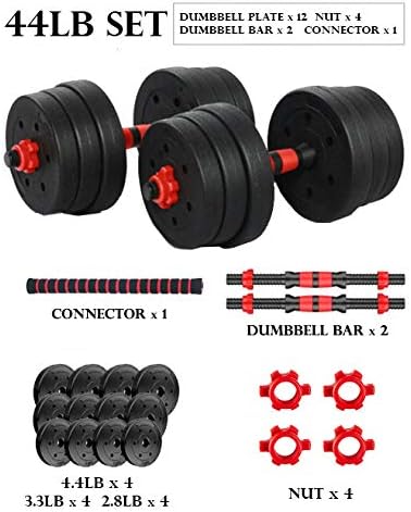 Adjustable Dumbbell Barbell Set (88LB/66LB/44LB) Weight with Connecting Rod 2 in 1 Home Body Workout Exercise Equipment for Men and Woman
