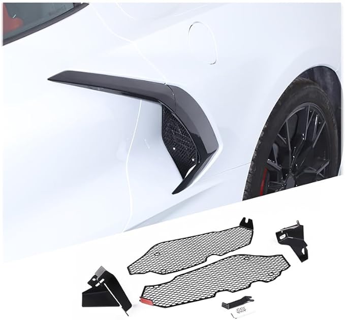 for Corvette C8 Side Intake Mesh Grilles Insert Set,Stainless Driver and Right Passenger Side Radiator Air Intake Vent Guards for Corvette C8 Stingray Z51 2020-2025 Accessories (Black)