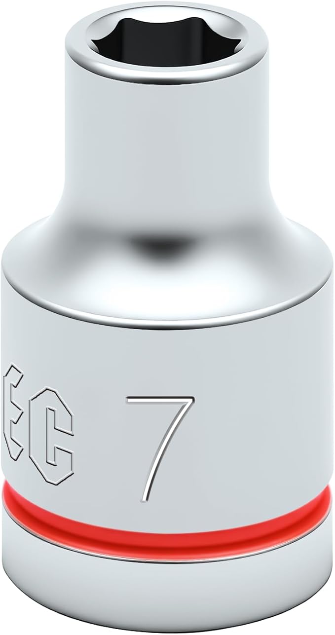 6-Point Shallow Impact Socket, 3/8-Inch Drive 7mm Socket, CR-V Drive Socket for Auto Repairing and Household