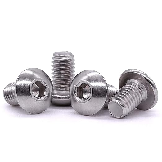 1/4-20 x 3/8" Button Head Socket Cap Bolts Screws, 304 Stainless Steel 18-8, Allen Hex Drive, Bright Finish, Fully Machine Thread, Pack of 25