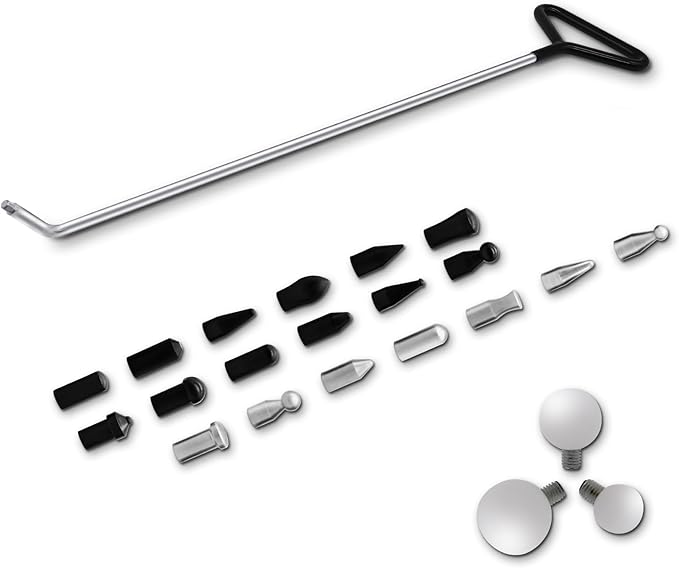 Paintless Dent Removal Rods Kit,1 PCS Paintless Dent Repair Rods and 22 PCS Tips,Auto Body Dent Removal Tools,Car Dent Repair Rods Kit for Auto Dent Removal, Minor Dents, Door Dings