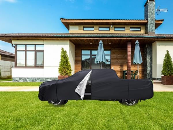 Car Cover Custom Fit for Toyota Tundra 2007-2024,6 Layers Truck Cover Waterproof All Weather for Automobiles,Outdoor Full Exterior Cover Black,Up to 233.6 inch, 5.5 Bed Length