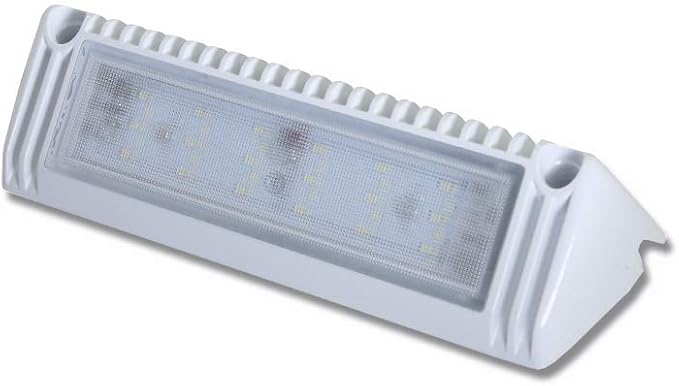 Raycharm 9" RV & Boat Exterior LED Scene Lighting Fixture, 40° Down Angle Flood Beam, 6000K Cool-White, 12V/24V DC, High Lumen Output Low Current Draw, Waterproof White Finish, 1-Pack