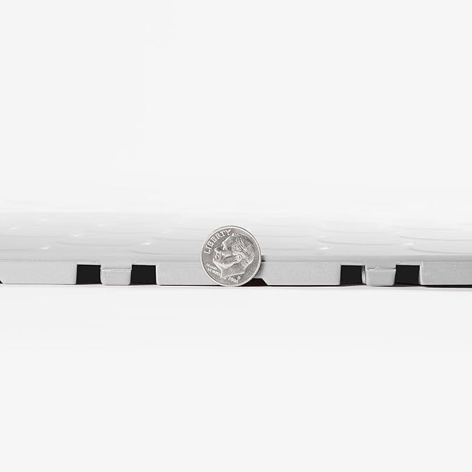 FlooringInc's Nitro 12"x12" Snap-Together Garage Flooring Tiles, Non-Slip Interlocking Plastic Floor Mat, Coin Pattern, Arctic White, 1 Tile, 1 Sq/Ft