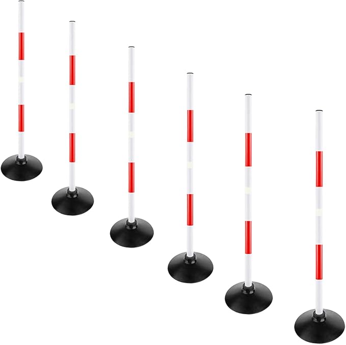 Red-White Soccer Agility Pole Set Rubber Base Dribbling Stick Traffic Warning Sign Pole Multifunctional Training Pole