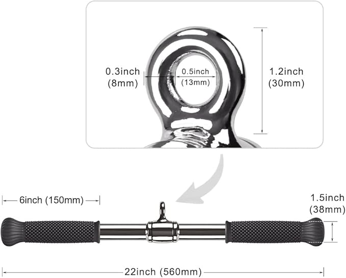SELEWARE Rotating Straight Bar Cable Machines Attachments for Gym, Pull Down Bar Press Down Bar with Non-Slip Rubber Handle, Universal Attachment for Cable Machines