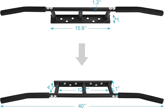 ATENTO Pull Up Bar, Chin Up Bars Ceiling Mount, Workout for Home Gym, Beam, Crossfit - Heavy-Duty, Foam Grip, Easy installation