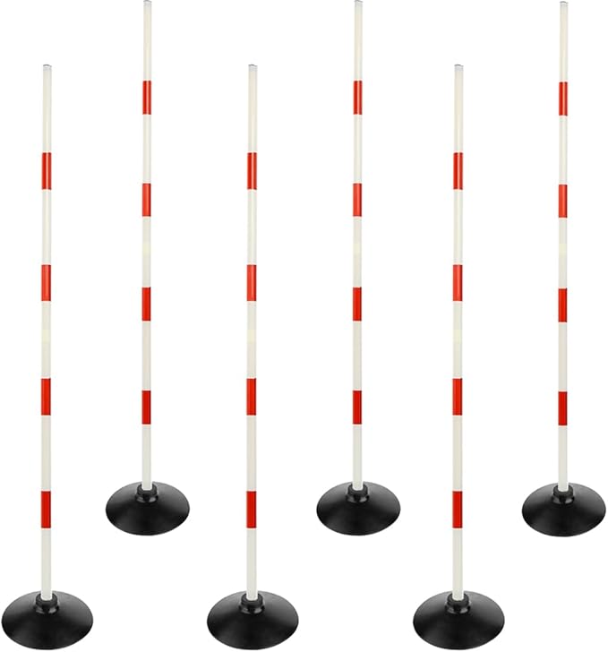 Red-White Soccer Agility Pole Set Rubber Base Dribbling Stick Traffic Warning Sign Pole Multifunctional Training Pole