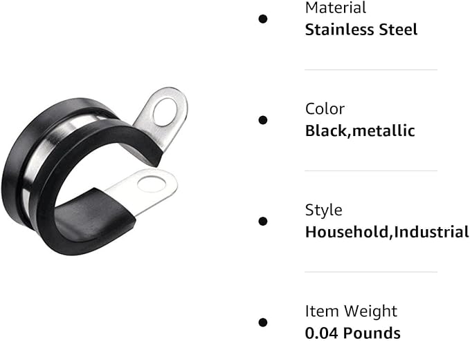 LOKMAN 20 Pack 1-3/4 Inch Stainless Steel Cable Clamp, Rubber Cushioned Insulated Clamp, Conduit Wire Holder Strap Clips for Tube, Pipe or Wire Cord Installation