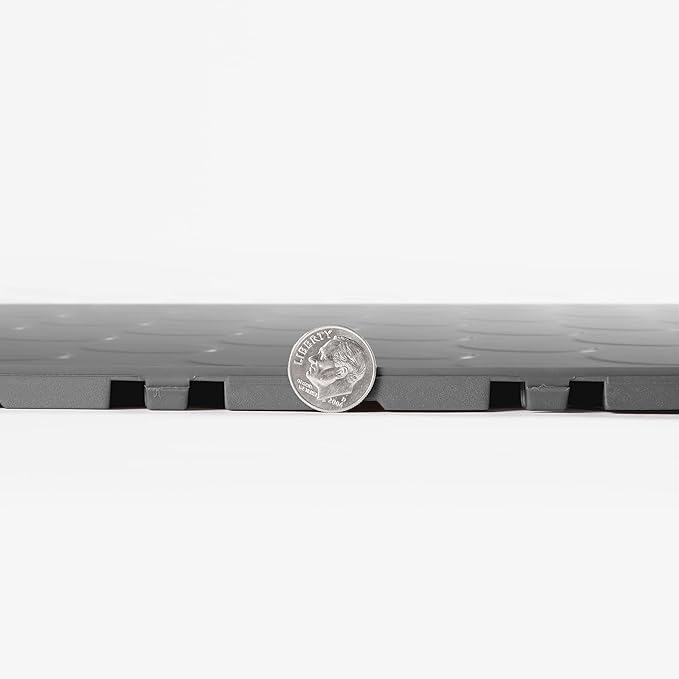 FlooringInc's Nitro 12"x12" Snap-Together Garage Flooring Tiles, Non-Slip Interlocking Plastic Floor Mat, Organization & Storage, Coin Pattern, Graphite, 1 Tile, 1 Sq/Ft