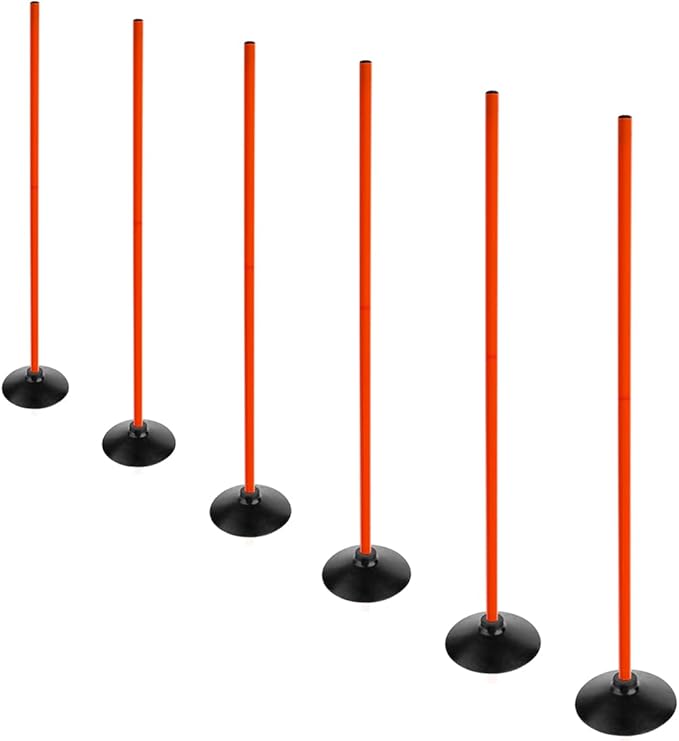 Orange Soccer Agility Poles Set Detachable Sports Trainning Speed Pole Slalom Poles with Rubber Base Sport Traning Equipment