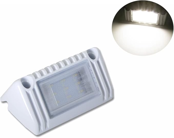 Raycharm 5" RV & Boat Exterior LED Work Light Fixture, 40° Down Angle Flood Beam, 4000K Natural-White, 12V/24V DC, High Lumen Output Low Current Draw, Waterproof White Finish, 1-Pack