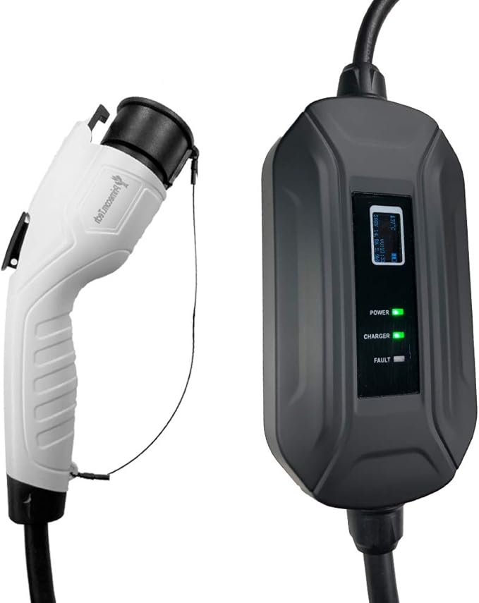 PRIMECOM Level 2 Electric Vehicle (EV) Charger (220V / 240Volt, 16Amp) Portable EVSE Smart Electric Car Charger, 30 Feet (14-30P Charger)